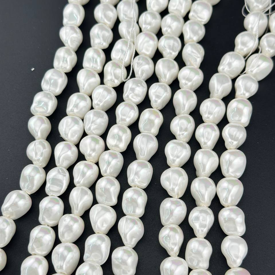 Майорка касуми цвет белый с перламутровым отливом размер 11*14мм